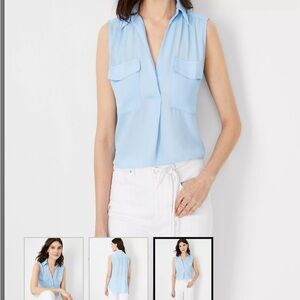 Ann Taylor Light Blue Camp Shirt/Blouse size L